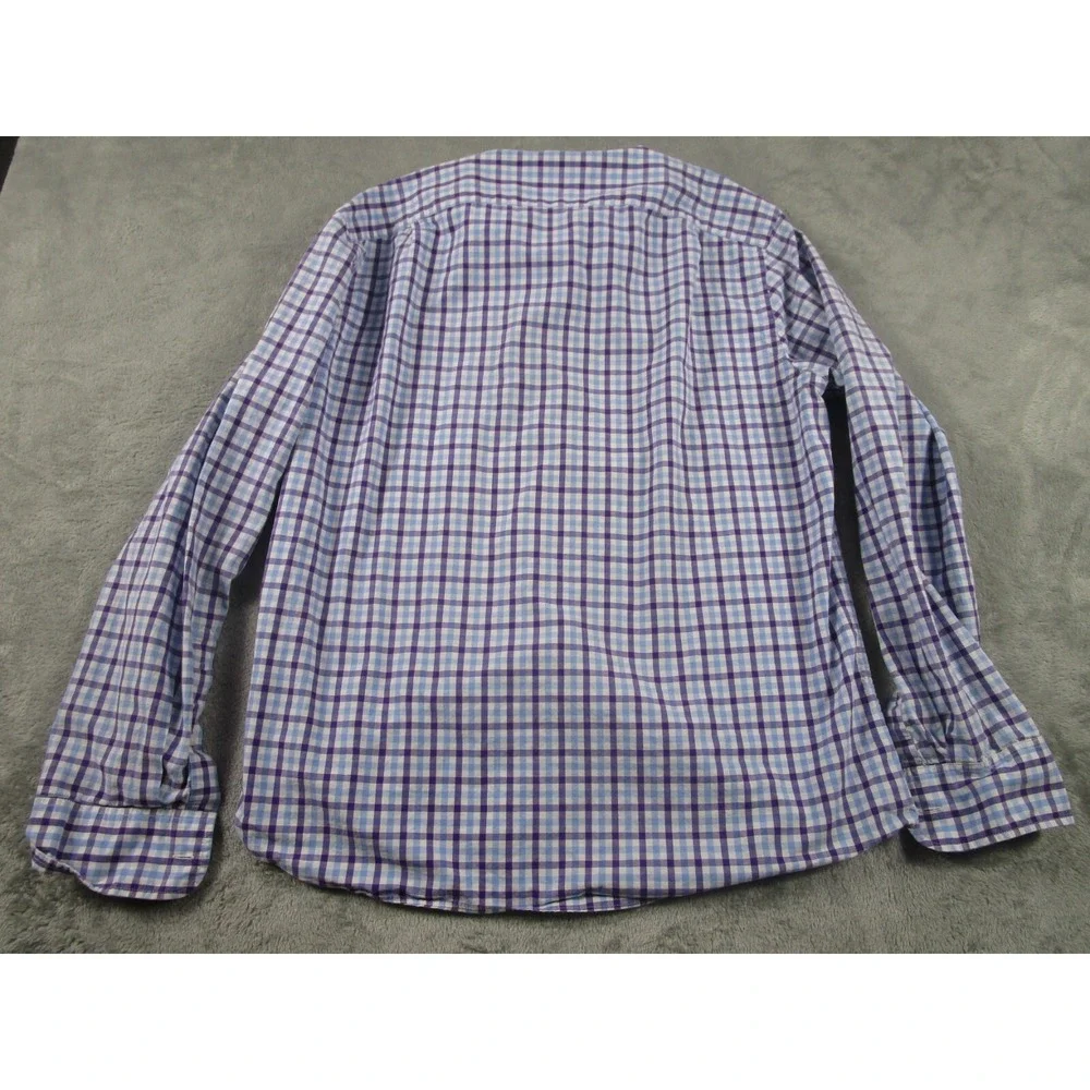 J‎ Crew Shirt Mens Large Blue Plaid Slim Fit Cotton Button Down Long Sleeve